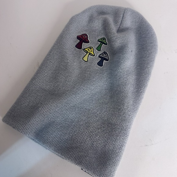 Neff Fun Guys Smiling Mushroom Gray Beanie Hat - Picture 4 of 7